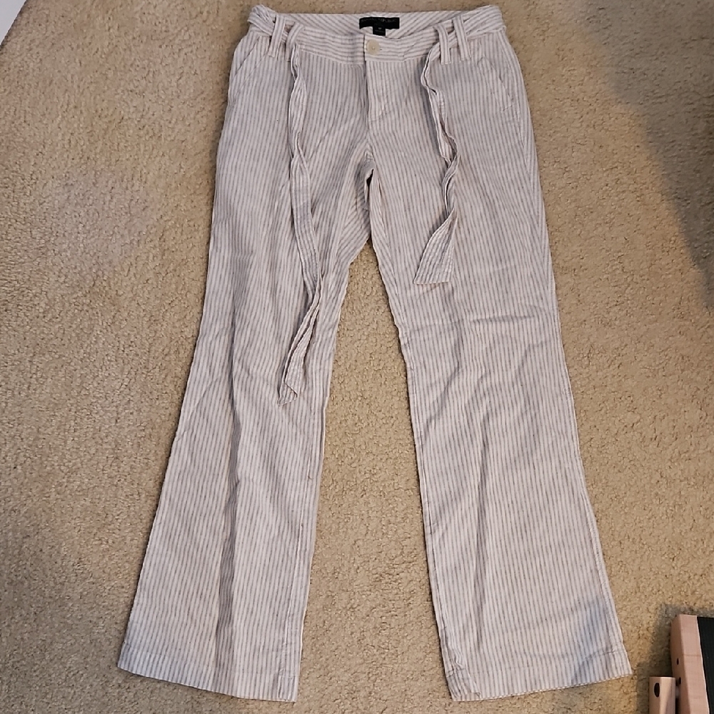 Banana Republic Cream and Brown Striped Pants